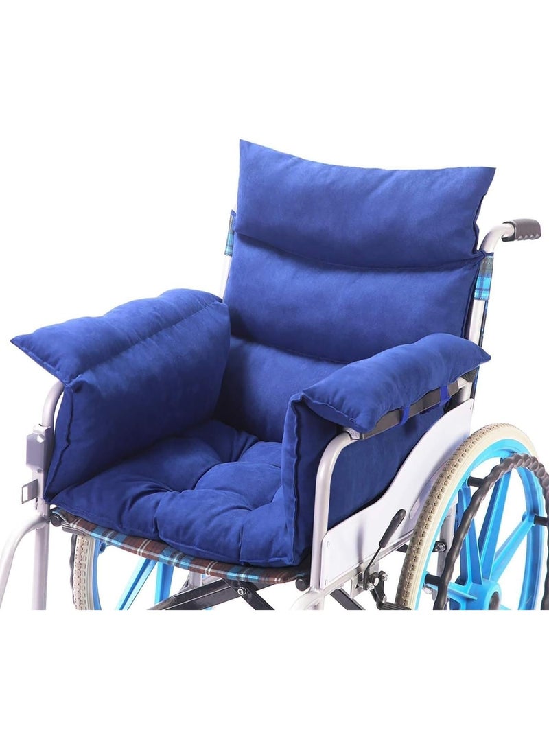 وسادة كرسي متحرك، لتخفيف الألم، مع غطاء لمسند الذراع. تدعم عظم العصعص والظهر، مانعة للانزلاق (أزرق) - Image 1